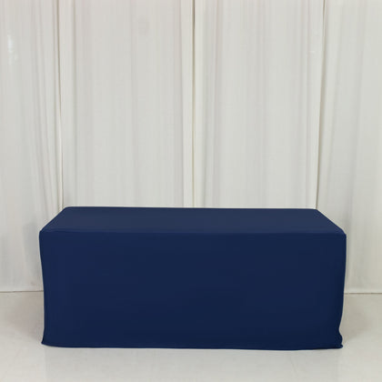 Scuba Rectangular Fitted Tablecloth 6ft Navy Blue – Wrinkle-Free, Stain Resistant