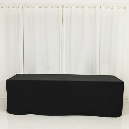 Scuba Rectangular Fitted Tablecloth 8ft Black – Wrinkle-Free, Stain Resistant