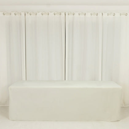 Scuba Rectangular Fitted Tablecloth 8ft Ivory – Wrinkle-Free, Stain Resistant