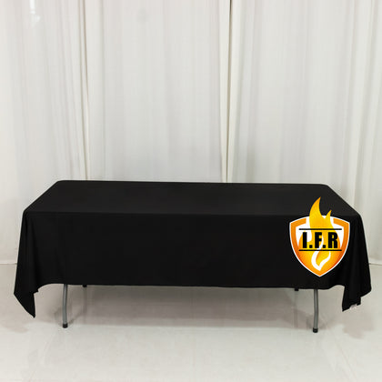 Fire Retardant 60"x102" Rectangle Scuba Polyester Tablecloth – Black, Wrinkle Free, Stain Resistant Table Cover