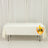 White tablecloth draped over a table with logo