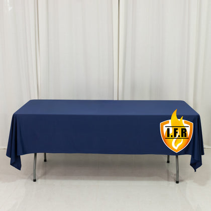 Fire Retardant 60"x102" Rectangle Scuba Polyester Tablecloth – Navy Blue, Wrinkle Free, Stain Resistant Table Cover
