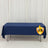 Navy tablecloth with logo on plain backdrop