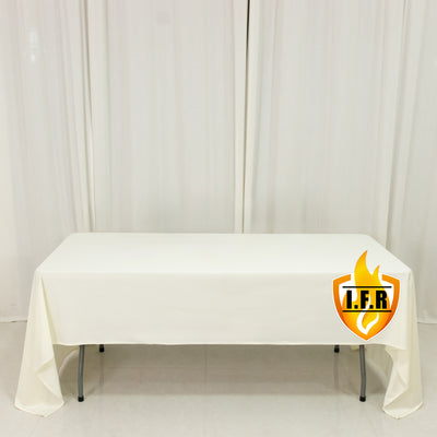 White table with a tablecloth and L.F.R. logo