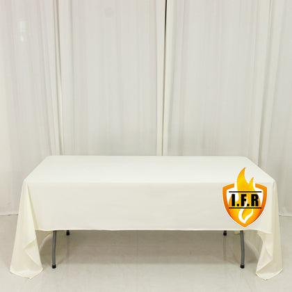 Fire Retardant 60"x126" Rectangle Scuba Polyester Tablecloth – Ivory, Wrinkle Free, Stain Resistant Table Cover
