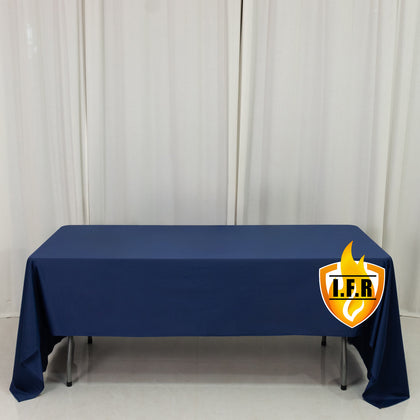Fire Retardant 60"x126" Rectangle Scuba Polyester Tablecloth – Navy Blue, Wrinkle Free, Stain Resistant Table Cover
