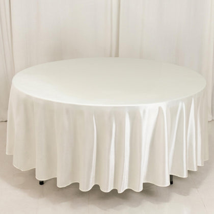Scuba Round Tablecloth 108" Shimmer Pearl White - Wrinkle Free Table Cover