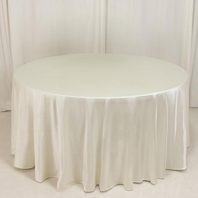 Scuba Round Tablecloth 120" Shimmer Pearl White - Seamless Table Cover