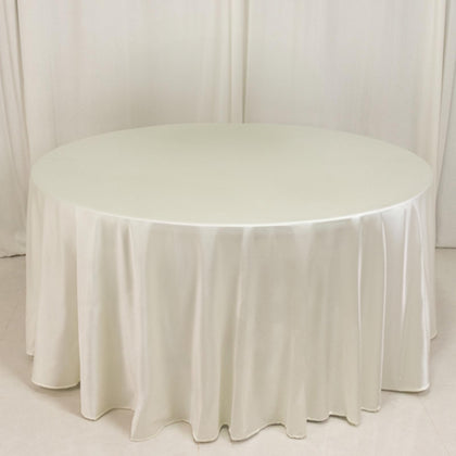 Scuba Round Tablecloth 120" Shimmer Pearl White - Seamless Table Cover