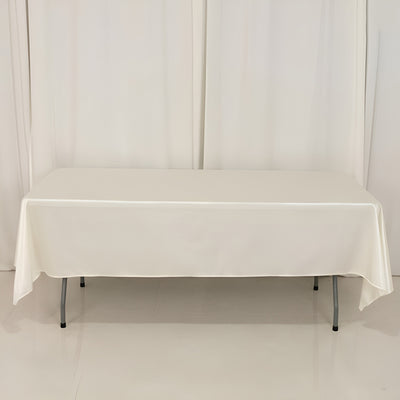Scuba Rectangular Tablecloth 60"x102" Shimmer Pearl White - Wrinkle Free Table Cover
