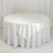 Round satin tablecloth in ivory, elegantly draped on a circular table.