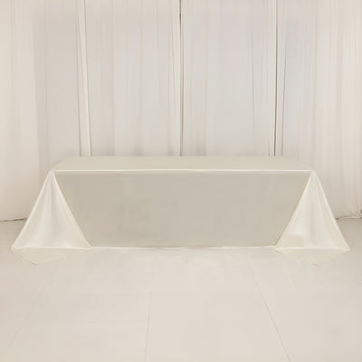 Scuba Rectangular Tablecloth 90"x156" Shimmer Pearl White - Wrinkle Free & Stain Resistant Seamless Table Cover