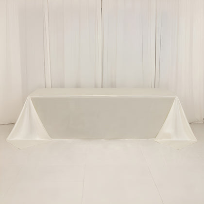 Scuba Rectangular Tablecloth 90"x156" Shimmer Pearl White - Wrinkle Free & Stain Resistant Seamless Table Cover