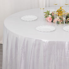120inch Silver Shimmer Sequin Dots Polyester Tablecloth, Wrinkle Free Sparkle Glitter Tablecover