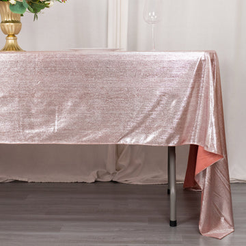 Elevate Your Dining Experience with the Rose Gold Shimmer Sequin Dots Polyester Tablecloth
