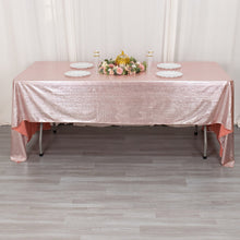 60x126inch Rose Gold Shimmer Sequin Dots Polyester Tablecloth, Wrinkle Free Sparkle Glitter