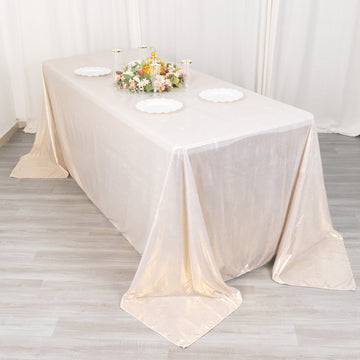 Add Elegance and Charm with the Beige Shimmer Sequin Dots Tablecloth
