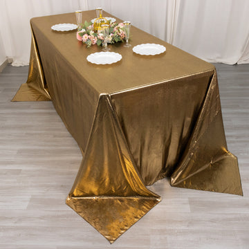 Create Unforgettable Moments with the Antique Gold Shimmer Sequin Dots Polyester Tablecloth