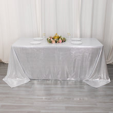 90x132inch Shiny Silver Polyester Rectangular Tablecloth With Shimmer Sequin Dots