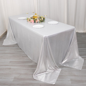 Silver Shimmer Sequin Dots Polyester Tablecloth: The Epitome of Elegance