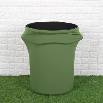 Green Stretch Spandex Round Trash Bin Container Cover 41-50 Gallons