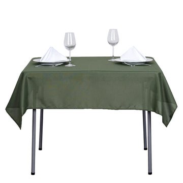 Enhance Your Dining Experience with the Olive Green Square Seamless Polyester Table Overlay