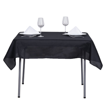 Enhance Your Dining Experience with the Black Square Seamless Polyester Tablecloth