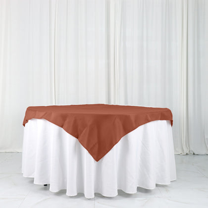 Polyester Square Table Overlay 54"x54" Terracotta (Rust) - Wrinkle-Resistant Table Topper
