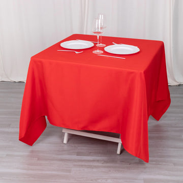 Enhance Your Event Decor with the Red Premium Seamless Polyester Square Table Overlay