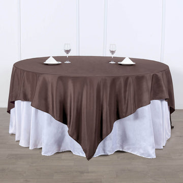 Elevate Your Dining Experience with a Chocolate Square Polyester Table Overlay