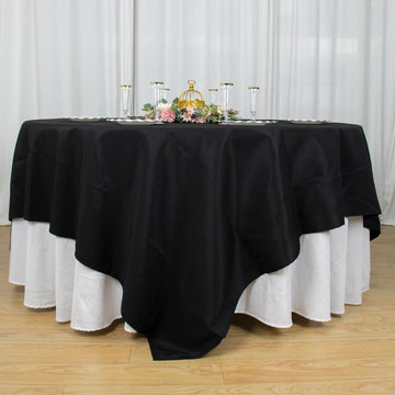 Black Seamless Premium Polyester Square Table Overlay: The Perfect Addition to Any Event