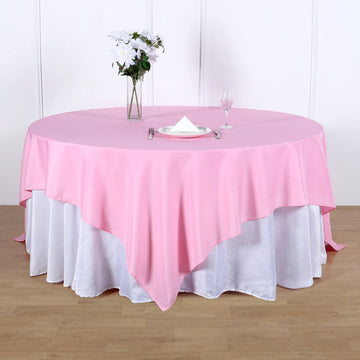 Elevate Your Event with the Pink Seamless Square Polyester Table Overlay
