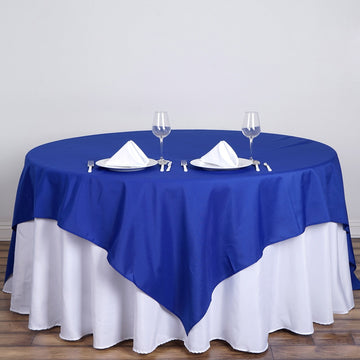 Elevate Your Event with the Royal Blue Seamless Square Polyester Table Overlay