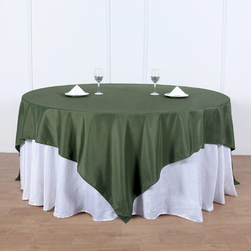 Enhance Your Event Decor with the Olive Green Seamless Square Polyester Table Overlay