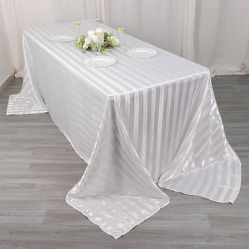 Timeless Beauty and Elegance with the White Satin Stripe Tablecloth