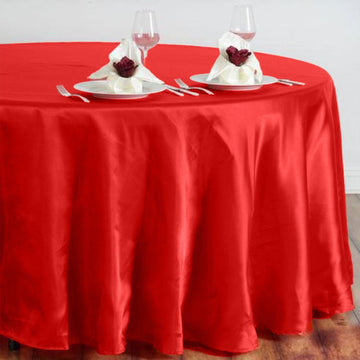 Red Seamless Satin Round Tablecloth 108