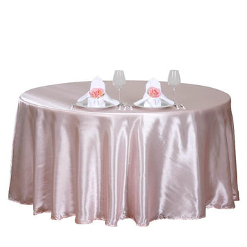 Enhance Your Event Decor with a Blush Seamless Satin Tablecloth