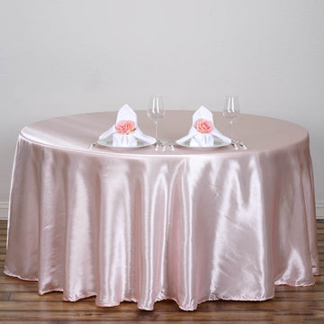 Elegant Blush Seamless Satin Round Tablecloth 120
