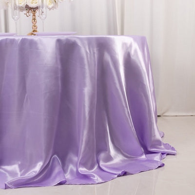 Purple satin tablecloth draping elegantly on a table