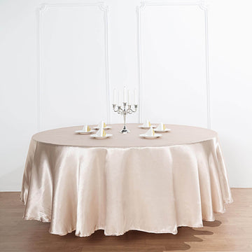 Elegant Beige Seamless Satin Round Tablecloth 90