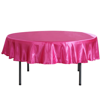Create a Festive Atmosphere with the Fuchsia Seamless Satin Round Tablecloth 90