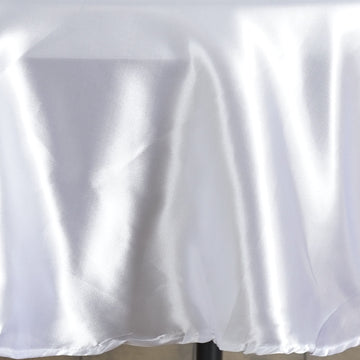 Create a Captivating Atmosphere with the White Seamless Satin Round Tablecloth 90