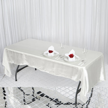 Elegant Ivory Satin Seamless Smooth Satin Rectangular Tablecloth 50"x120"