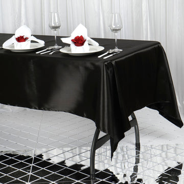 Black Seamless Smooth Satin Rectangular Tablecloth 60"x102"