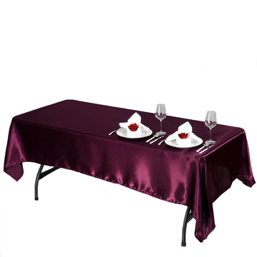 Create a Luxurious Atmosphere with Eggplant Satin Tablecloth