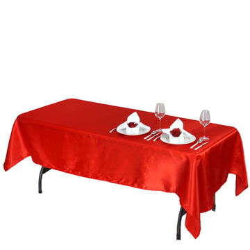 Dress Your Tables to Impress with the Red Seamless Smooth Satin Rectangular Tablecloth 60"x102"