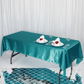 Turquoise Seamless Smooth Satin Rectangular Tablecloth 60"x102"