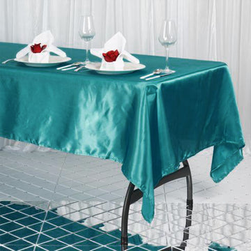Elevate Your Event with Turquoise Satin Tablecloth
