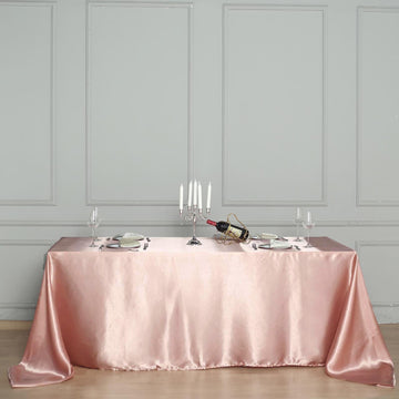 Add a Touch of Sophistication with Dusty Rose Seamless Smooth Satin Tablecloth