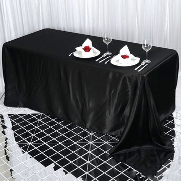 Versatile and Stylish Black Satin Tablecloth